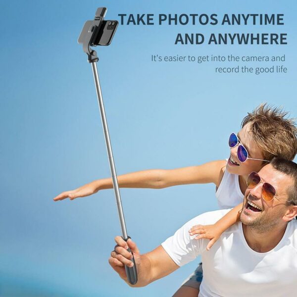 Bluetooth Trådlös Selfie Stick. Stativ, Vikbar, Utdragbar, Universal Monopod För Smartphones Kamera Självutlösare Med Fyllningsljus - Bild 3