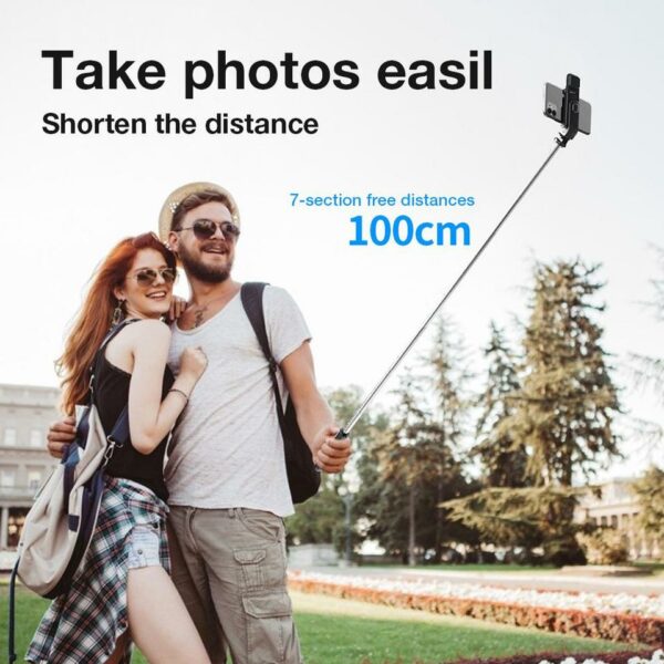 Bluetooth Trådlös Selfie Stick. Stativ, Vikbar, Utdragbar, Universal Monopod För Smartphones Kamera Självutlösare Med Fyllningsljus - Bild 6