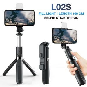Bluetooth Trådlös Selfie Stick. Stativ, Vikbar, Utdragbar, Universal Monopod För Smartphones Kamera Självutlösare Med Fyllningsljus