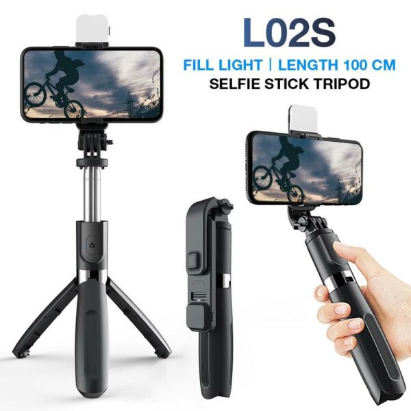 Bluetooth Trådlös Selfie Stick. Stativ, Vikbar, Utdragbar, Universal Monopod För Smartphones Kamera Självutlösare Med Fyllningsljus