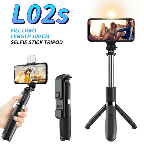 Bluetooth Trådlös Selfie Stick. Stativ, Vikbar, Utdragbar, Universal Monopod För Smartphones Kamera Självutlösare Med Fyllningsljus - Bild 5