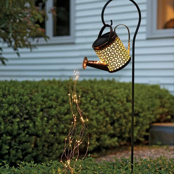 Solcell LED Kreativ trädgårdslampa i form av en vattenkanna. Ljusdekoration Utomhus - Bild 3