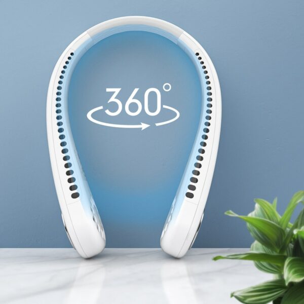 GAIATOP Bärbar Nackfläkt. USB Uppladdningsbar Bladlös Mini Electric Fläkt. Skönt under varma sommardagar. - Bild 3