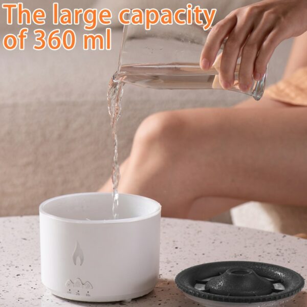 Ny Volcanic Flame Aroma Diffuser eller eterisk olja 360ml. USB Bärbar luftfuktare med rökring effekt. Nattljuslampa - Bild 7