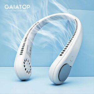 GAIATOP Bärbar Nackfläkt. USB Uppladdningsbar Bladlös Mini Electric Fläkt. Skönt under varma sommardagar.