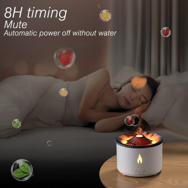 Ny Volcanic Flame Aroma Diffuser eller eterisk olja 360ml. USB Bärbar luftfuktare med rökring effekt. Nattljuslampa - Bild 6