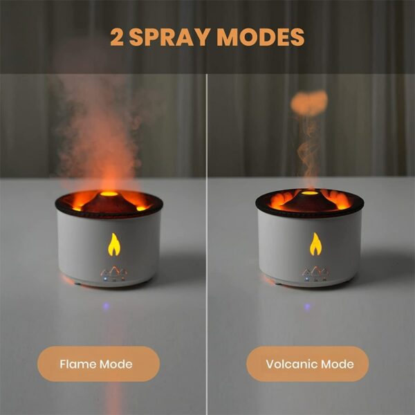 Ny Volcanic Flame Aroma Diffuser eller eterisk olja 360ml. USB Bärbar luftfuktare med rökring effekt. Nattljuslampa - Bild 5