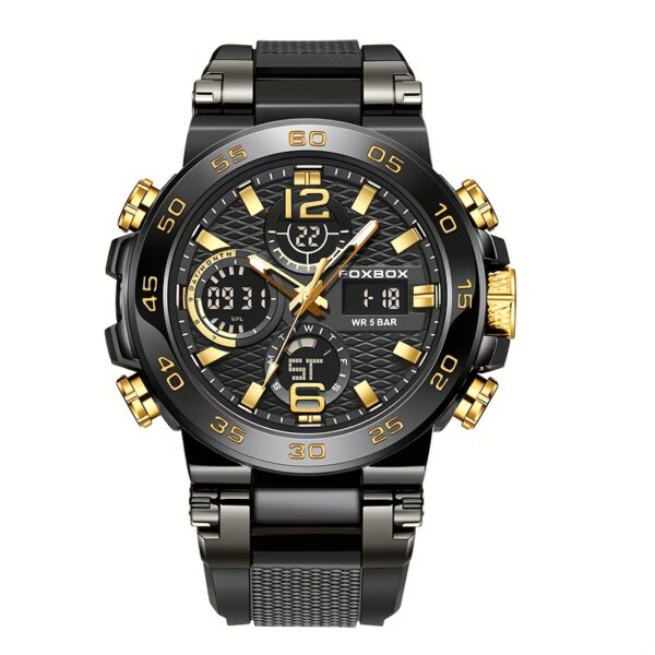 Sportklockan är en pryl för män. Digital Quartz Watch med dubbla displayer. Väckarklocka, Kronograf, multifunktionsklocka, perfekt som present. - Bild 5