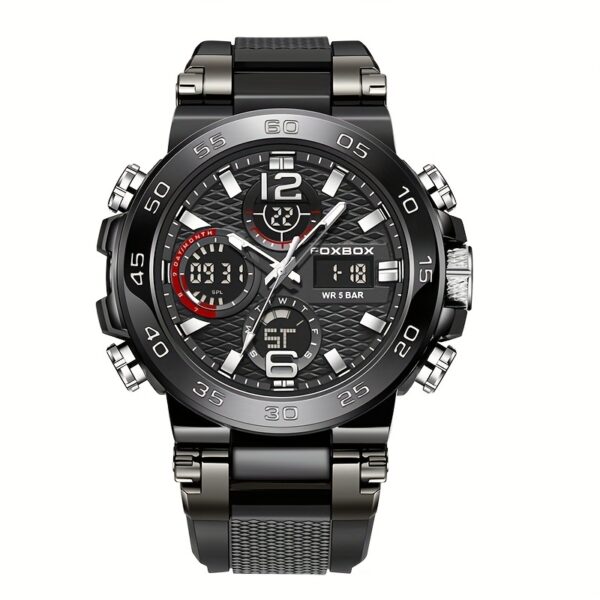 Sportklockan är en pryl för män. Digital Quartz Watch med dubbla displayer. Väckarklocka, Kronograf, multifunktionsklocka, perfekt som present. - Bild 11