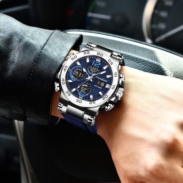 Sportklockan är en pryl för män. Digital Quartz Watch med dubbla displayer. Väckarklocka, Kronograf, multifunktionsklocka, perfekt som present. - Bild 2