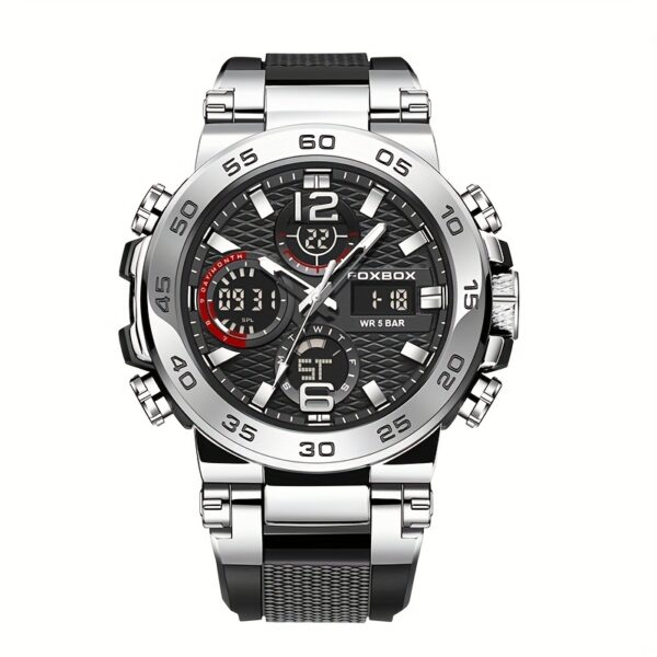 Sportklockan är en pryl för män. Digital Quartz Watch med dubbla displayer. Väckarklocka, Kronograf, multifunktionsklocka, perfekt som present. - Bild 9