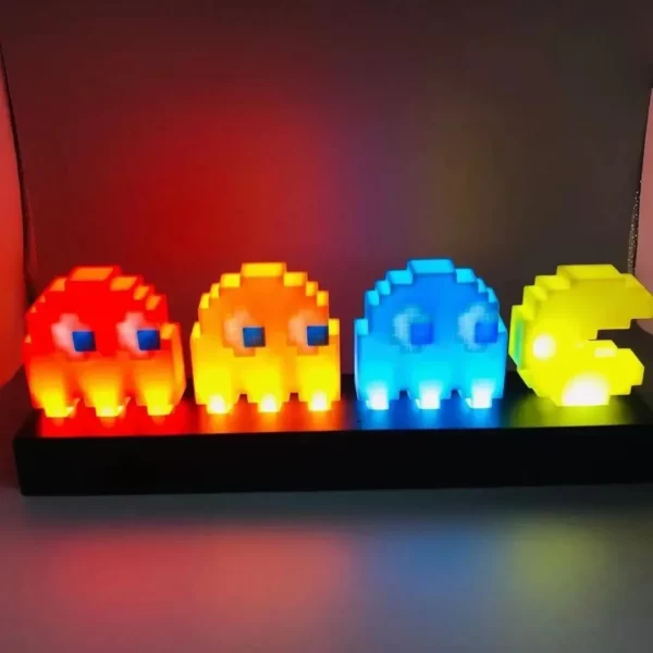 3D Nattljus Färgglada Pac Man Super Mario Figur Pixel Toy Led Frågetecken Ljus Spelikon Atmosfär Lamp Presenter - Bild 8