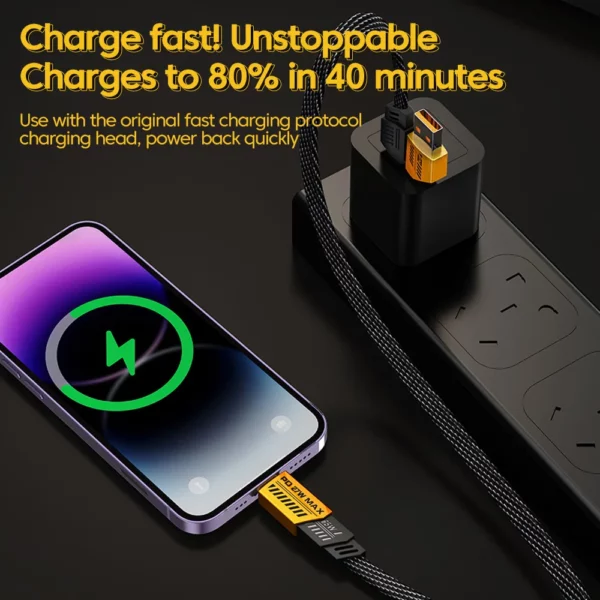 4-i-1 multifunktionell 65W snabb 6A datakabel.  Mobil laddningskabel lämplig för iPhone Huawei Samsung och Xiaomi. - Bild 4
