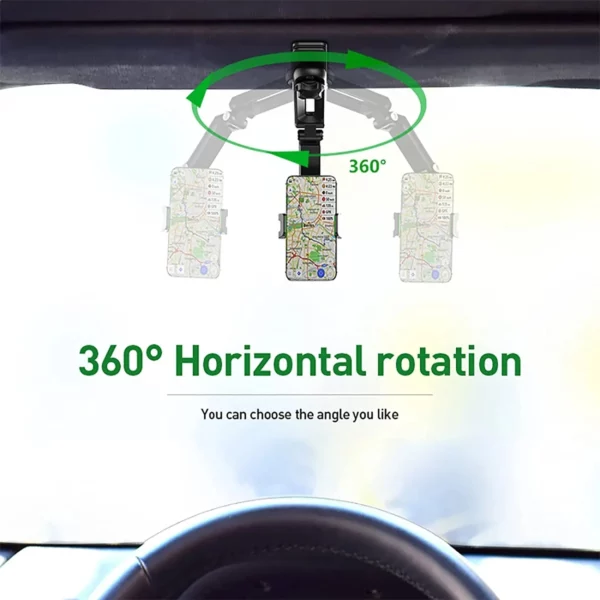 Telefonhållare för montage i Solskyddet. Multifunktionell 360° roterande mobiltelefonhållare till  IPhone/Samsung/Android - Bild 3