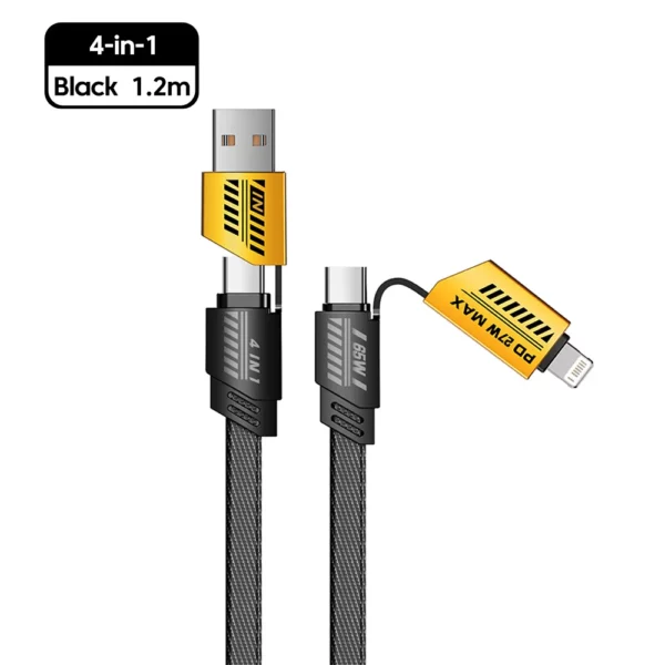 4-i-1 multifunktionell 65W snabb 6A datakabel.  Mobil laddningskabel lämplig för iPhone Huawei Samsung och Xiaomi. - Bild 7