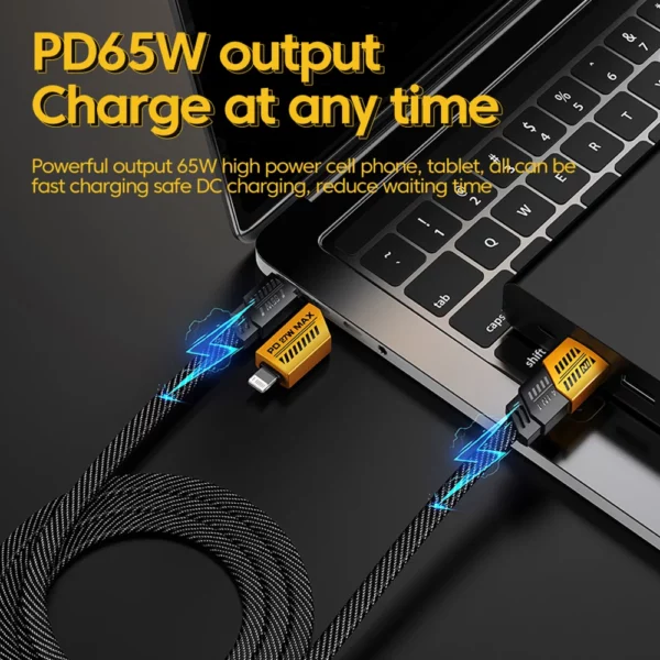 4-i-1 multifunktionell 65W snabb 6A datakabel.  Mobil laddningskabel lämplig för iPhone Huawei Samsung och Xiaomi. - Bild 6