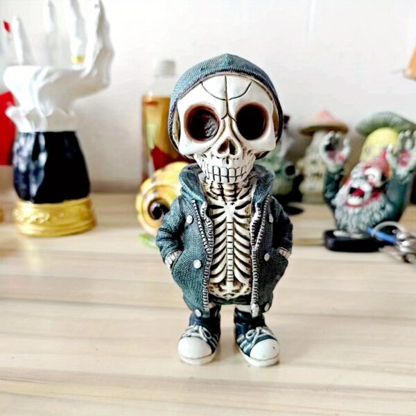 1 st gotisk halloween skelett Gnome-staty - perfekt för hem, kontor och utomhusinredning - Bild 4