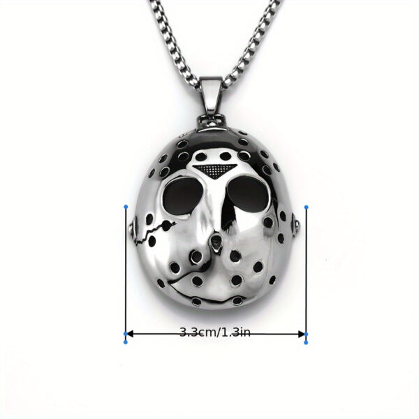 Skräcktema Jason, Fredag den 13:e, Mask hängande halsband – vintagestil, rostfritt stål Halloween-smycken för åldrarna 14+, slitstark legering, gotiskt modeaccessoar - Bild 4