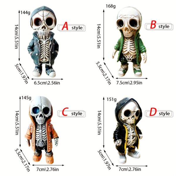 1 st gotisk halloween skelett Gnome-staty - perfekt för hem, kontor och utomhusinredning - Bild 5
