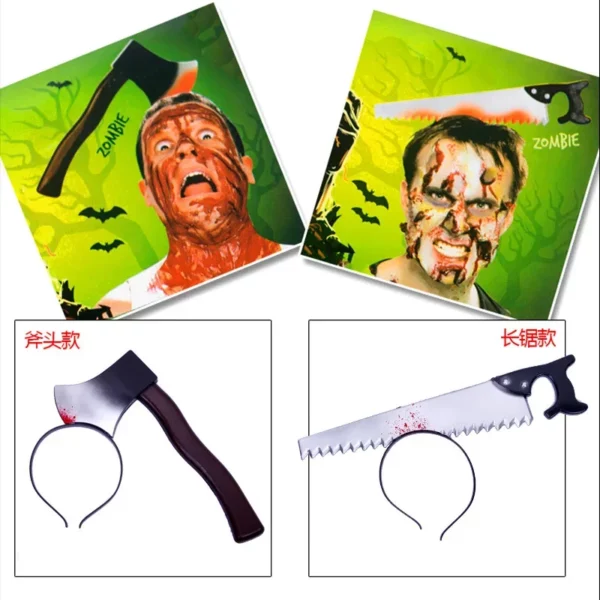 Halloween Skräck Rekvisita. Blodig falsk yxsåg, Kniv etc. Pannband för Halloween, Party/Maskerad, Bus, Dekoration, Tillbehör - Bild 6