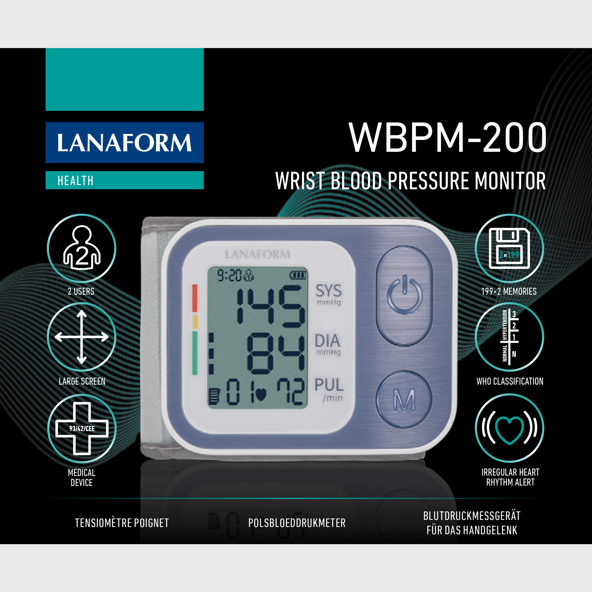 Lanaform Blodtrycksmätare för handled WBPM-200 - Bild 5